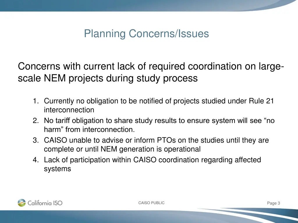 planning concerns issues