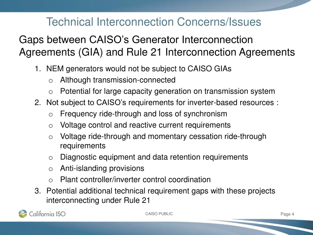 technical interconnection concerns issues gaps