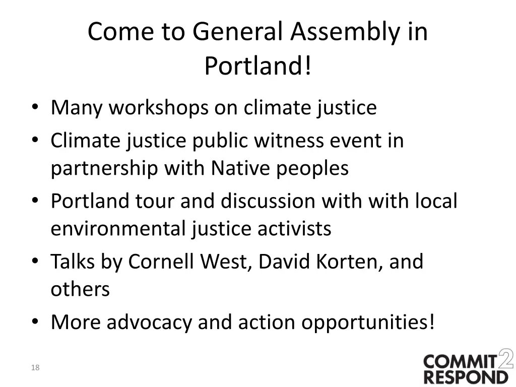 come to general assembly in portland