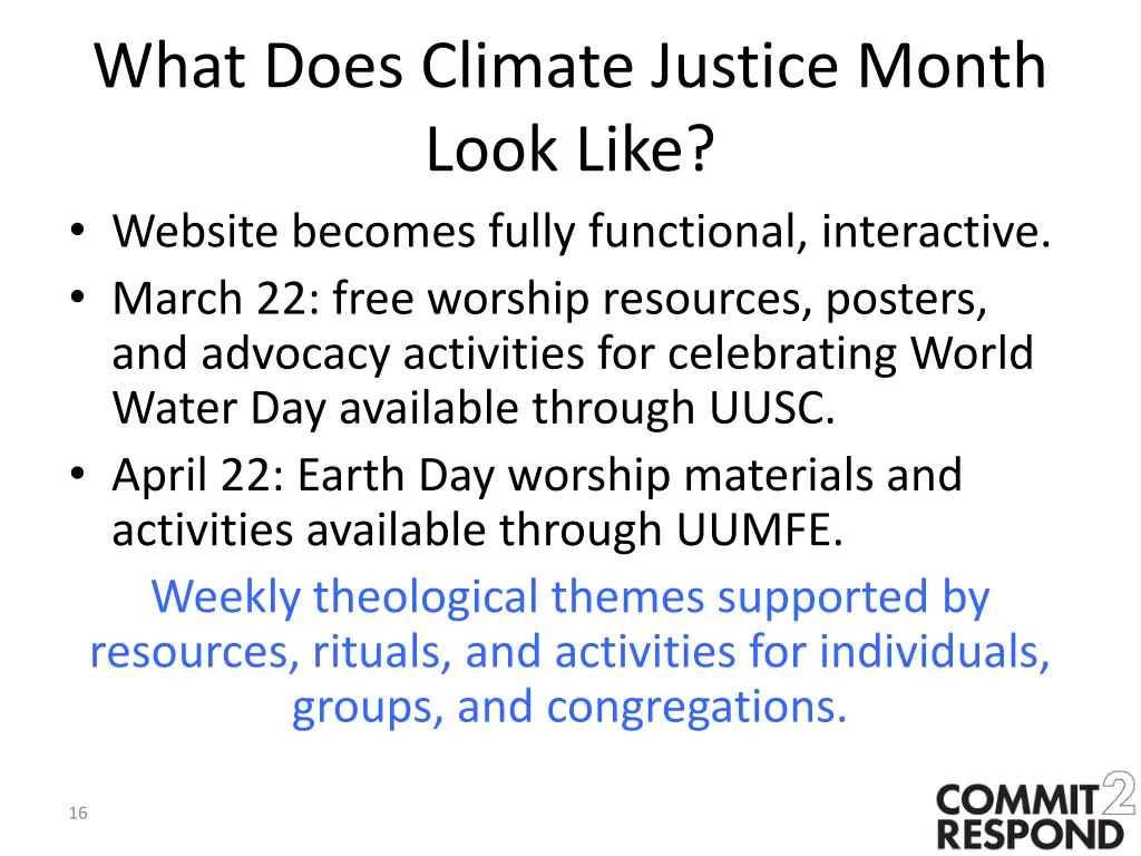 what does climate justice month look like website