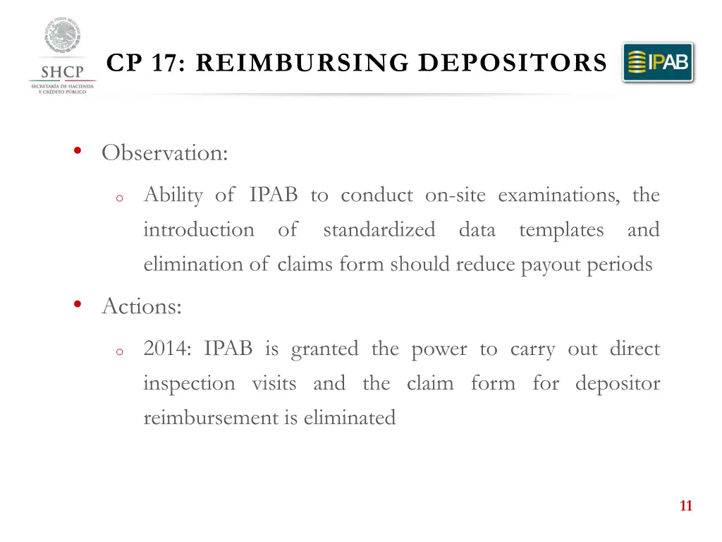 cp 17 reimbursing depositors