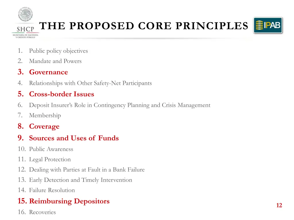 the proposed core principles