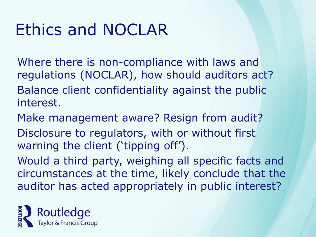 ethics and noclar
