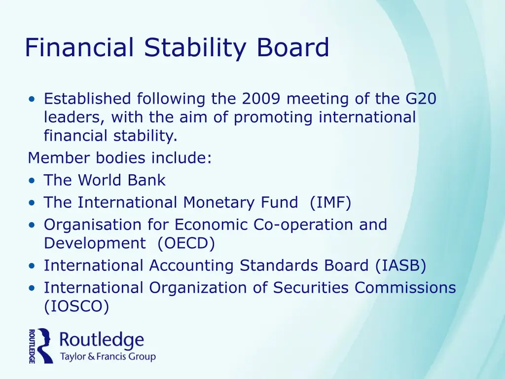 financial stability board