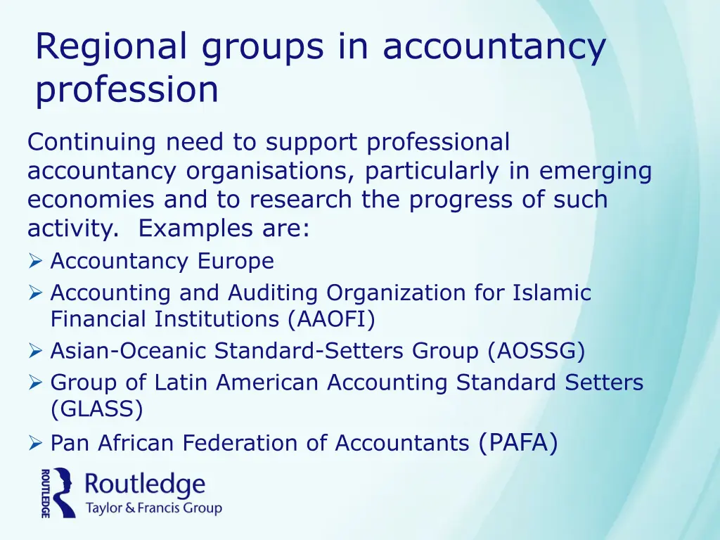 regional groups in accountancy profession