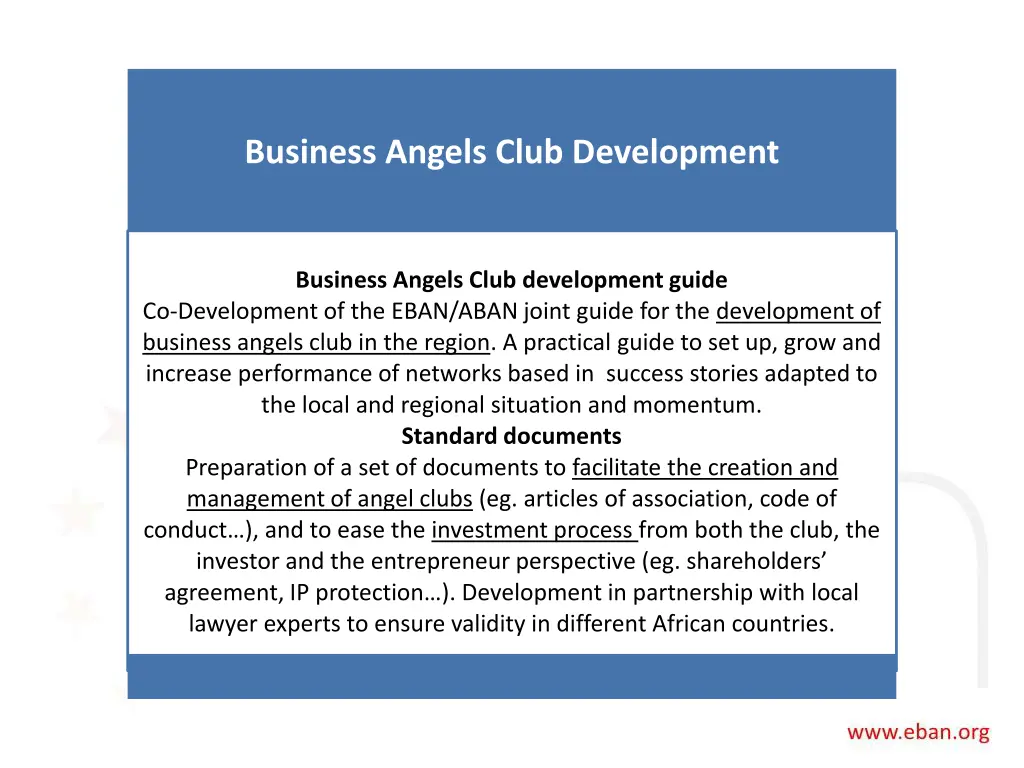 business angels club development