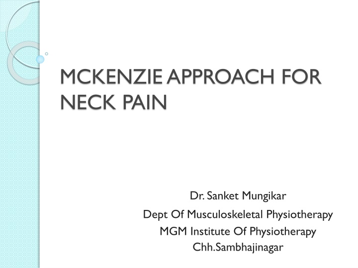 mckenzie approach for neck pain