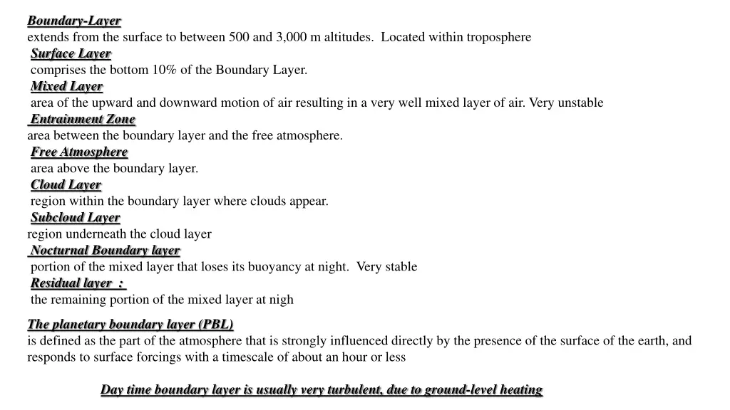 boundary layer extends from the surface
