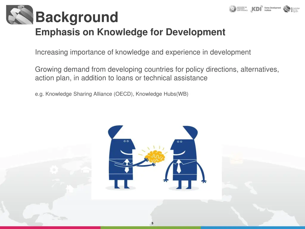 background emphasis on knowledge for development