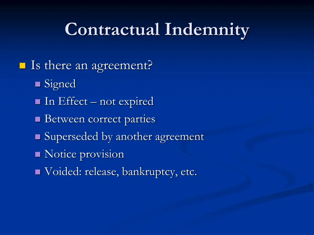 contractual indemnity 1