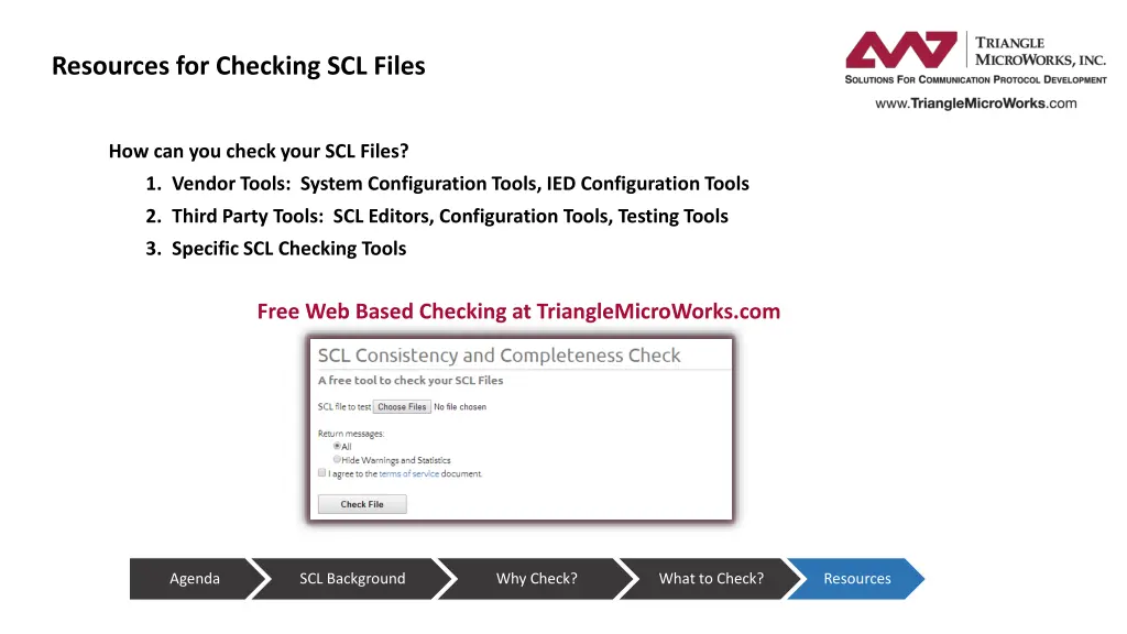resources for checking scl files
