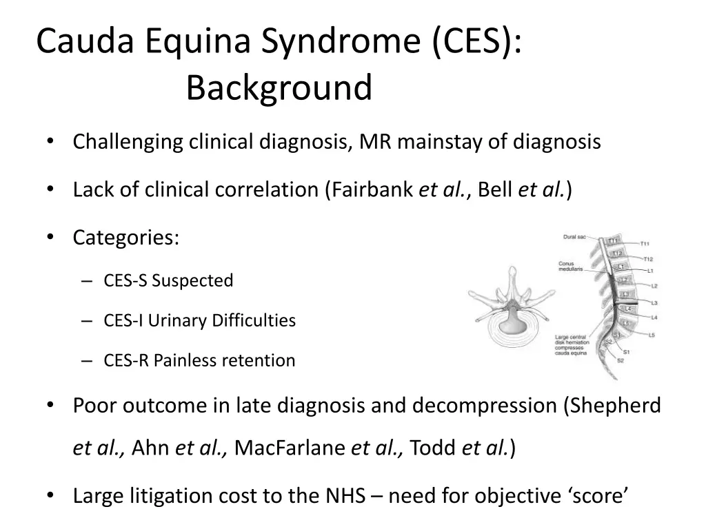 cauda equina syndrome ces background
