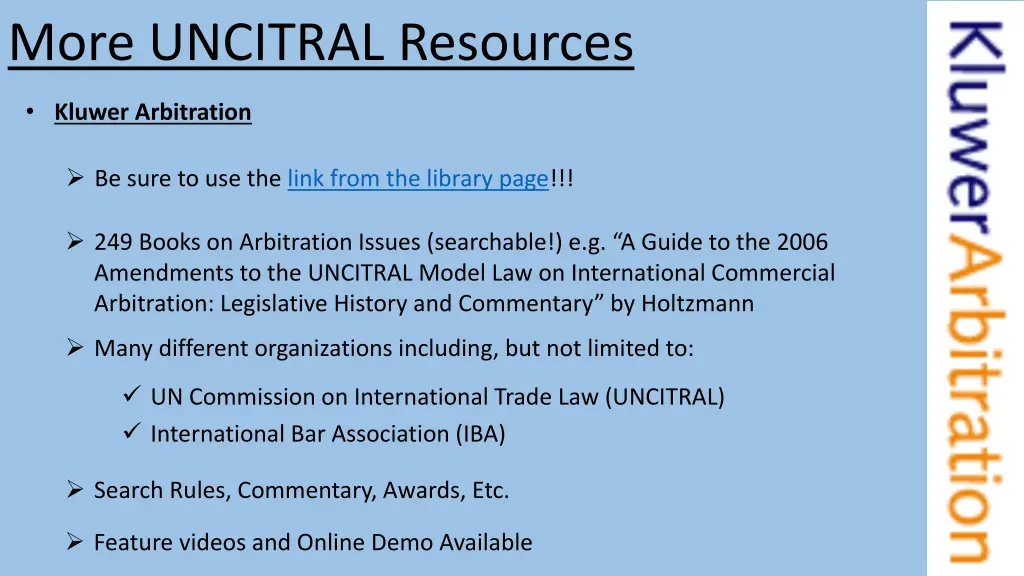 more uncitral resources