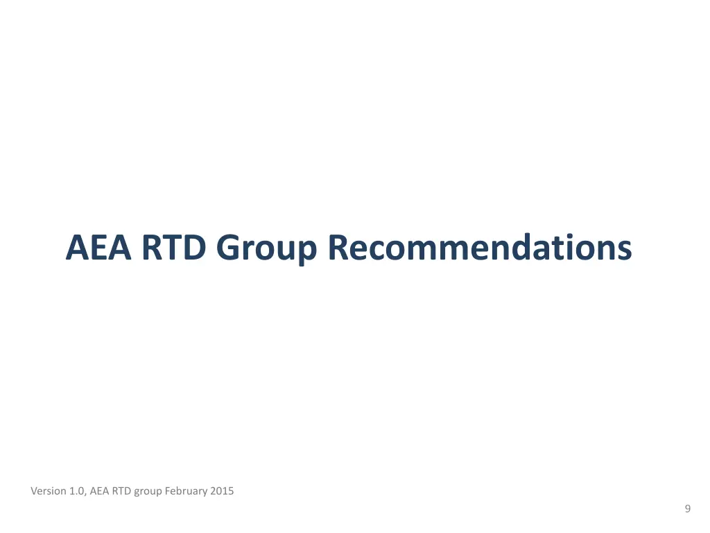 aea rtd group recommendations