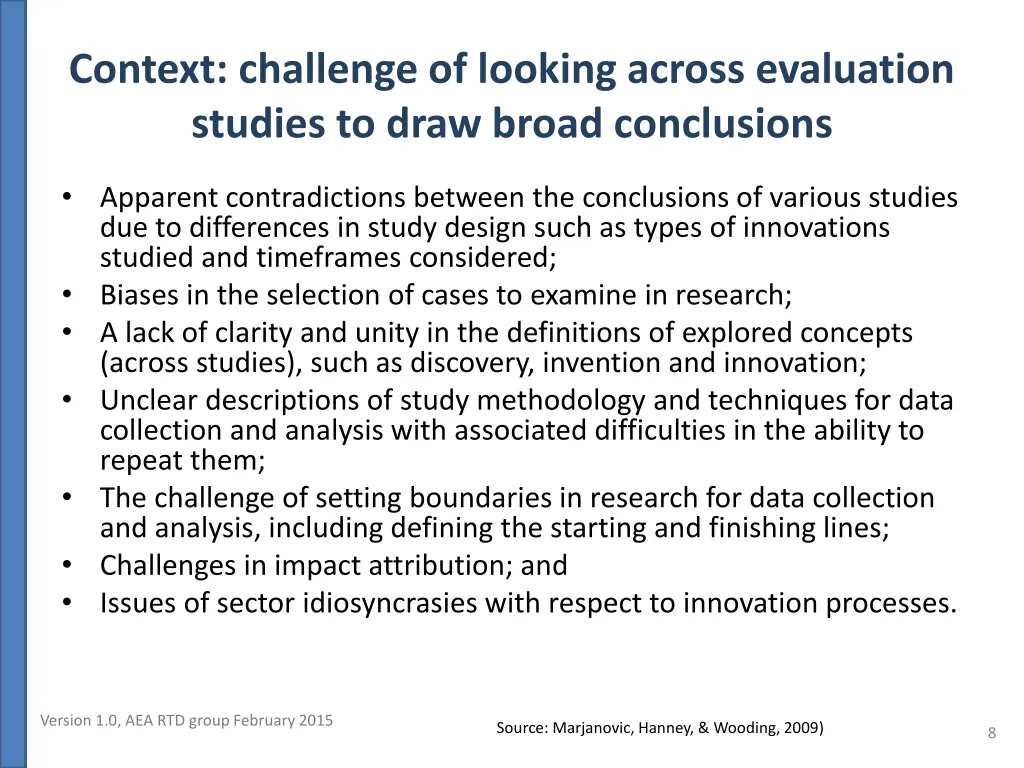 context challenge of looking across evaluation