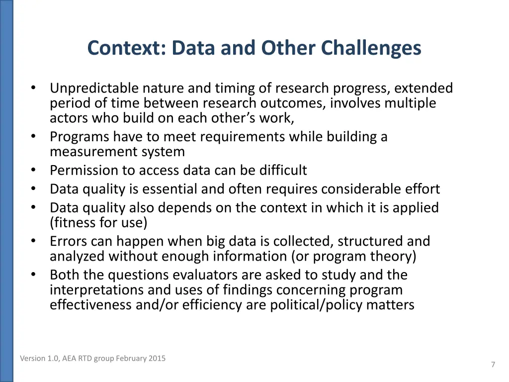 context data and other challenges