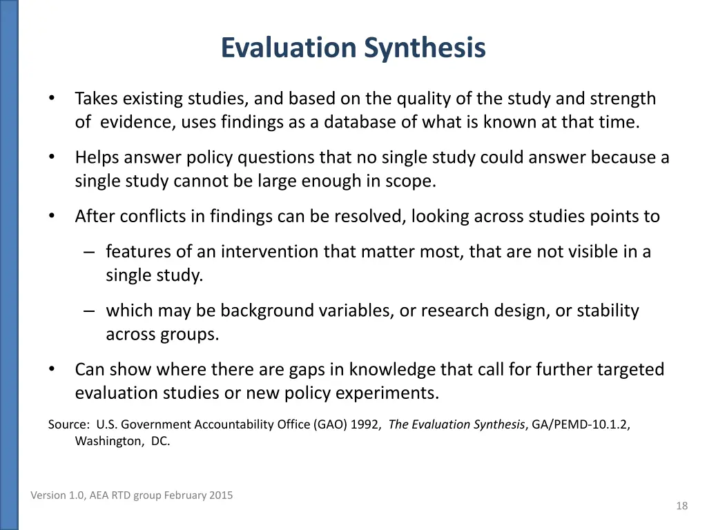evaluation synthesis