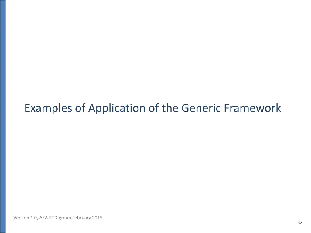 examples of application of the generic framework