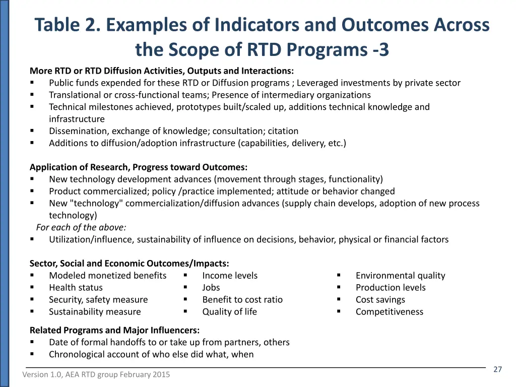 table 2 examples of indicators and outcomes 2