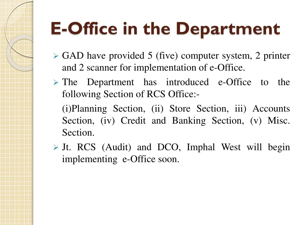 e office in the department