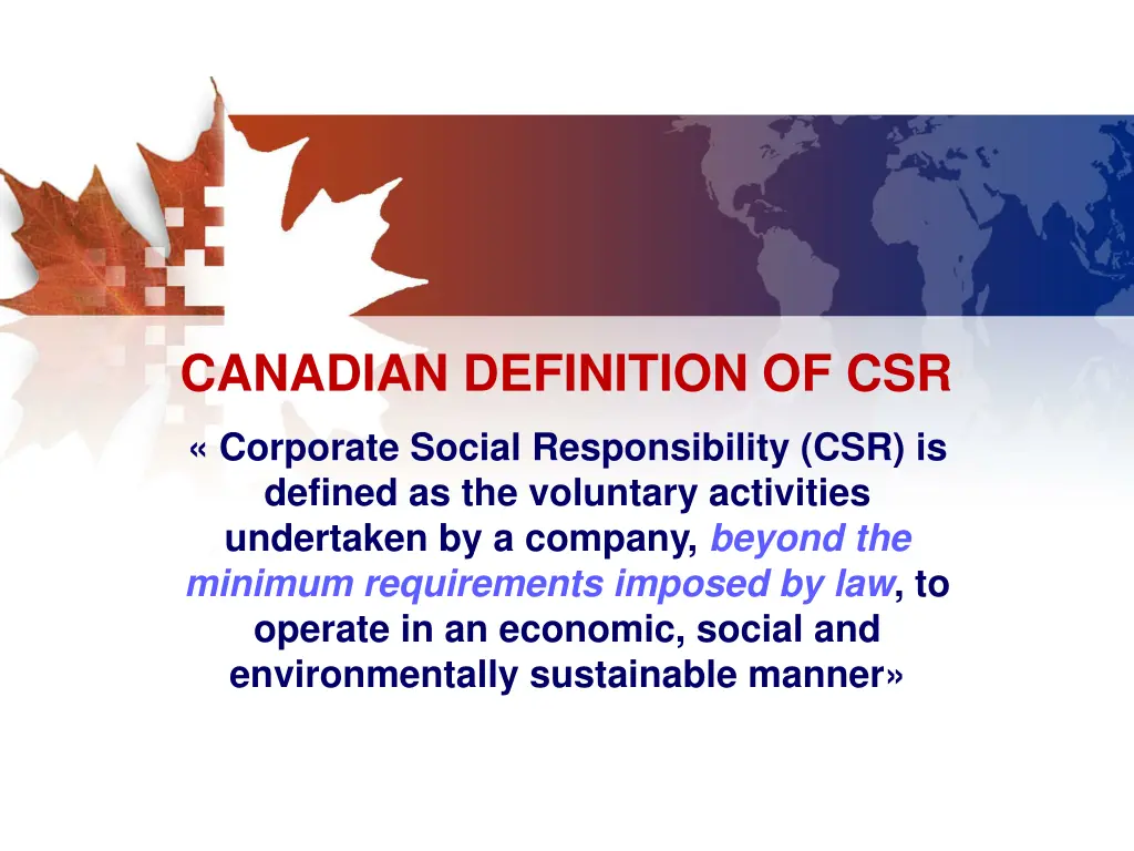 canadian definition of csr