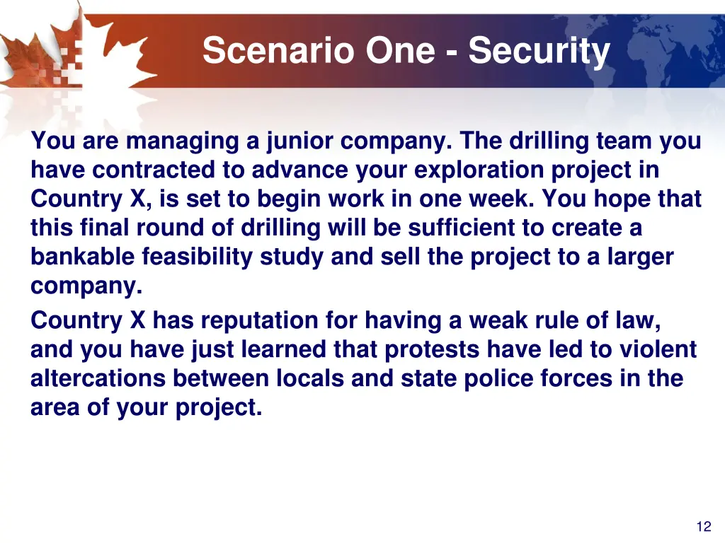 scenario one security