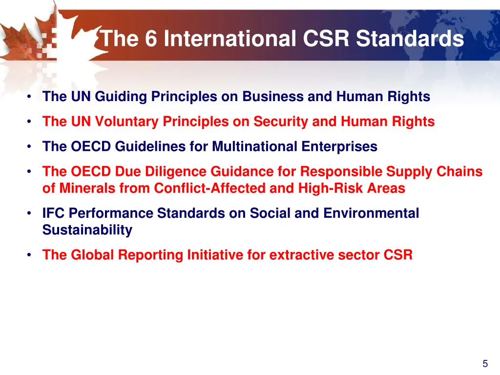 the 6 international csr standards