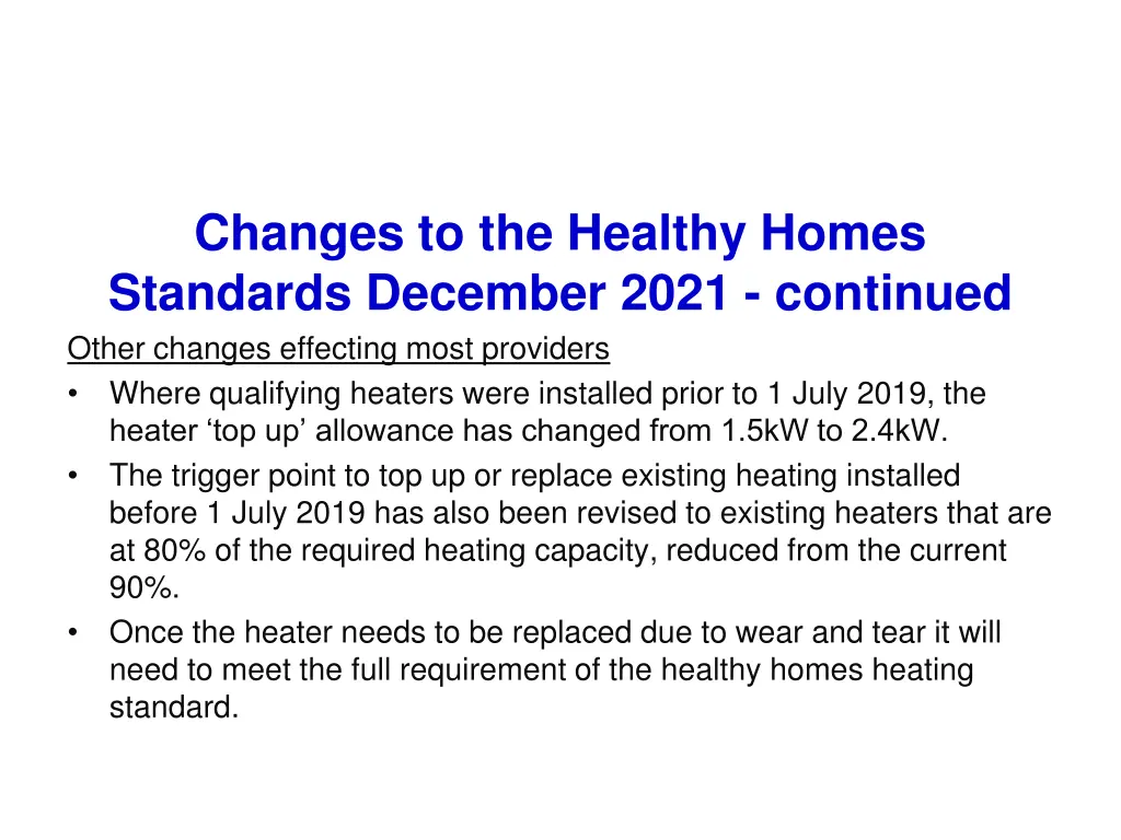 changes to the healthy homes standards december 1