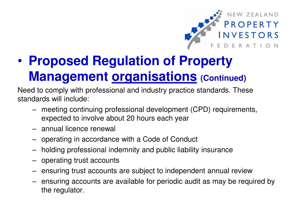 proposed regulation of property management