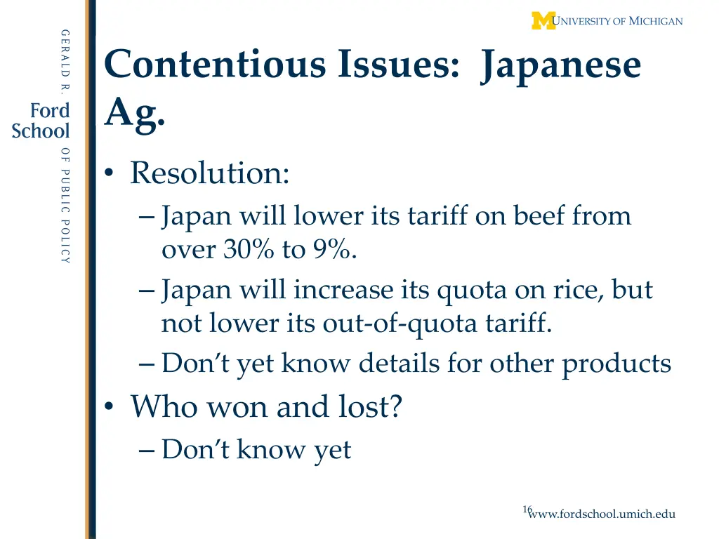 contentious issues japanese ag