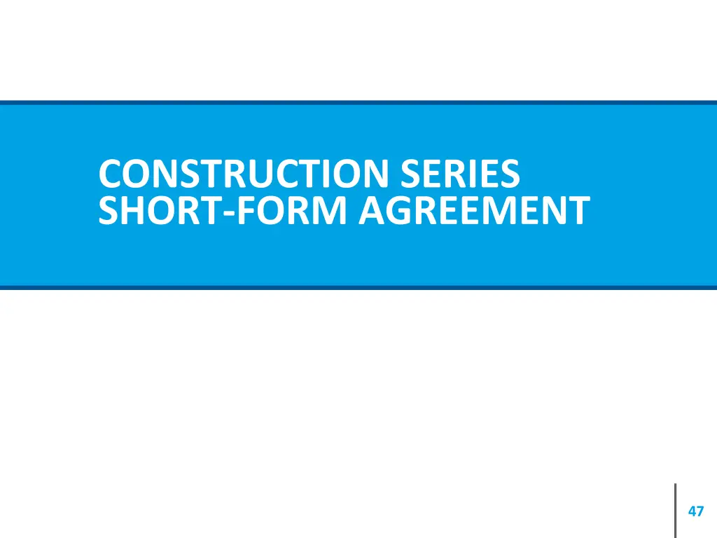construction series short form agreement