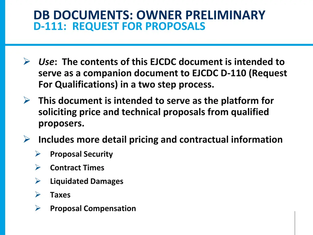 db documents owner preliminary d 111 request