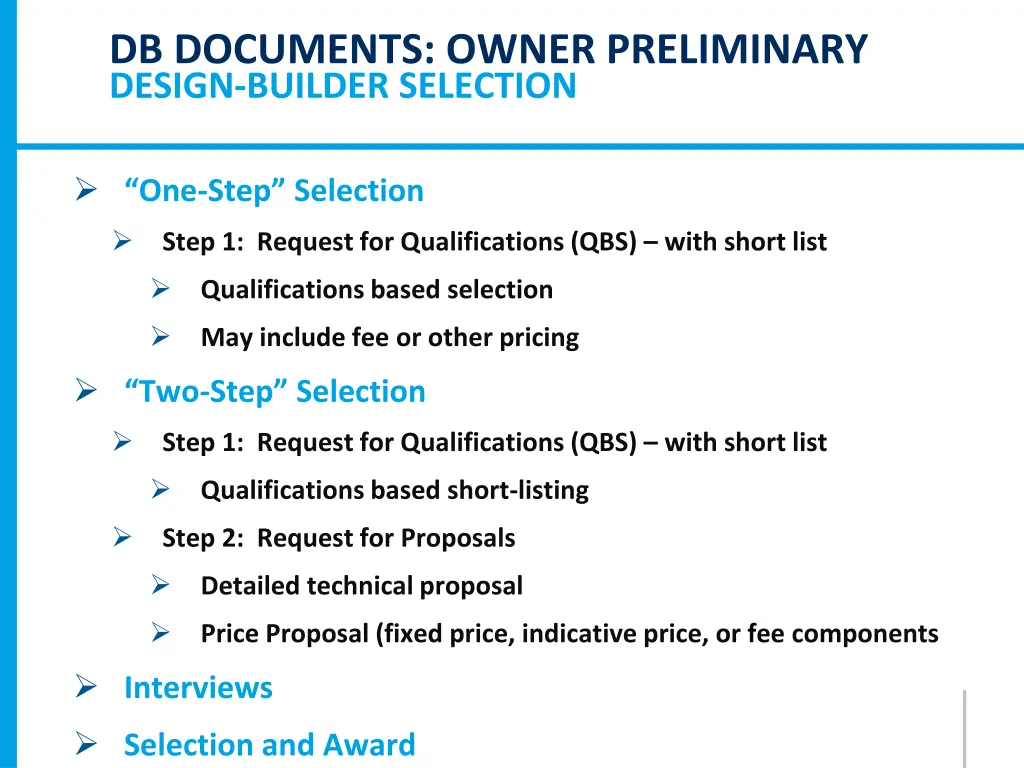 db documents owner preliminary design builder