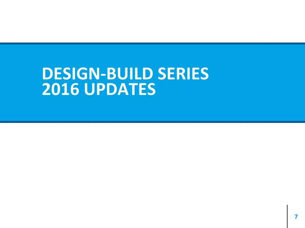 design build series 2016 updates