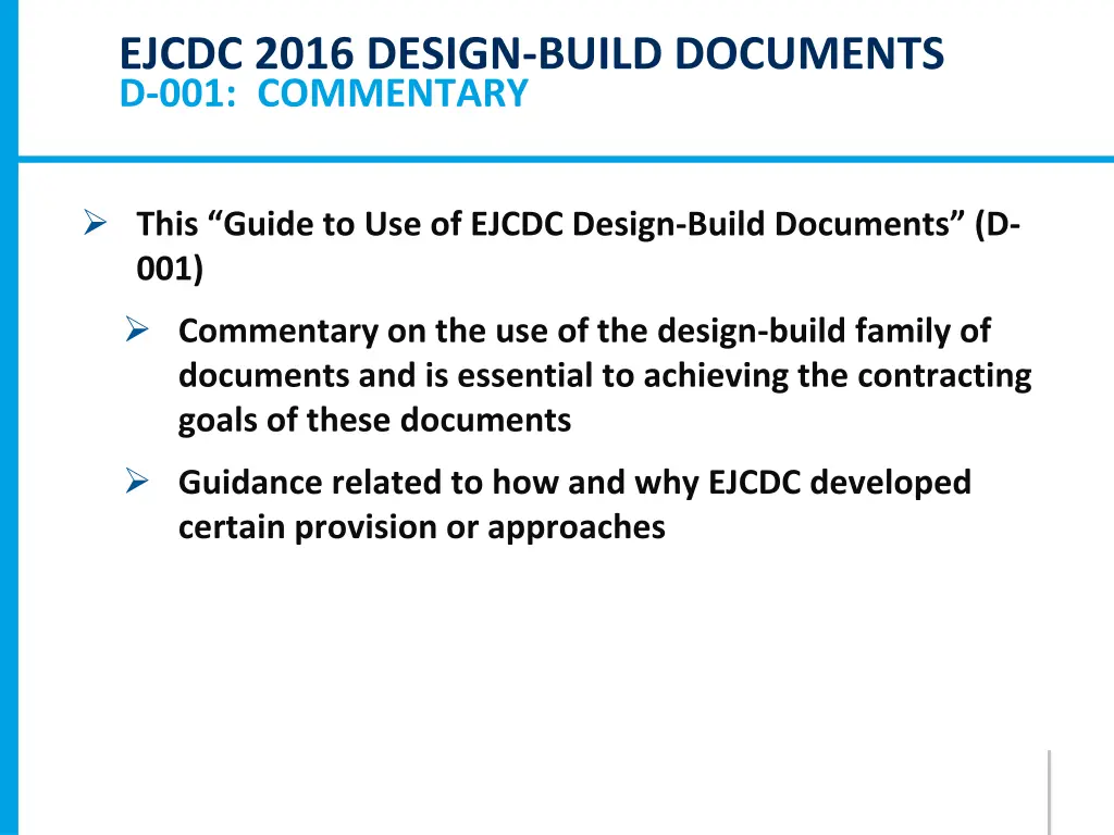 ejcdc 2016 design build documents d 001 commentary