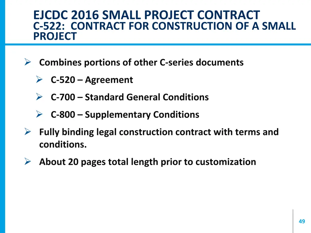 ejcdc 2016 small project contract c 522 contract 1