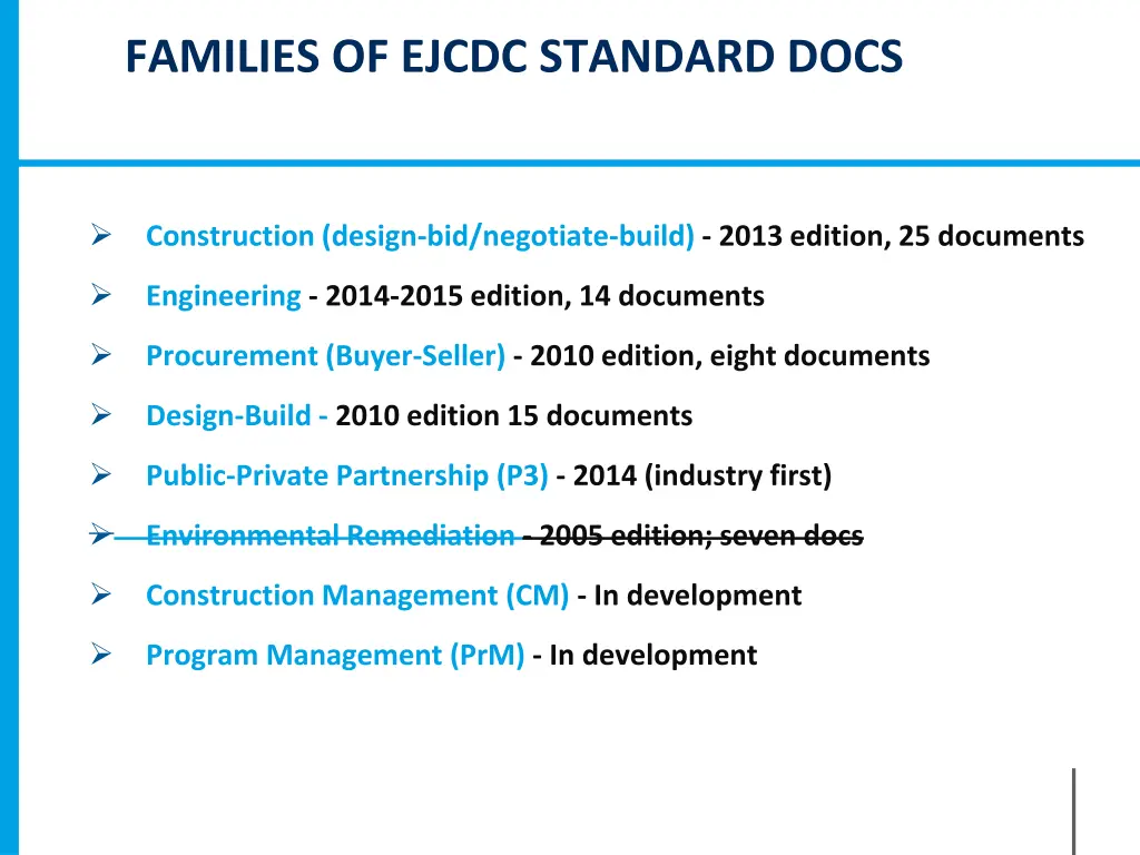 families of ejcdc standard docs