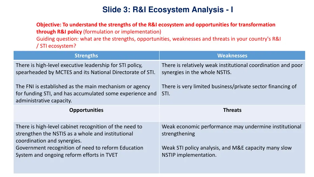 slide 3 r i ecosystem analysis i