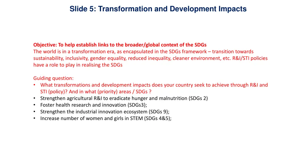 slide 5 transformation and development impacts