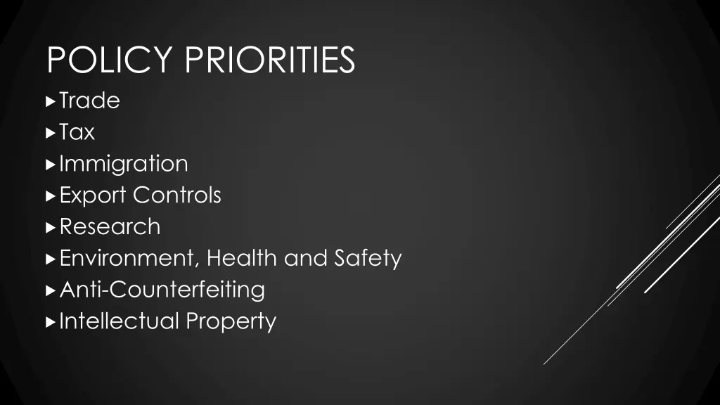 policy priorities trade tax immigration export