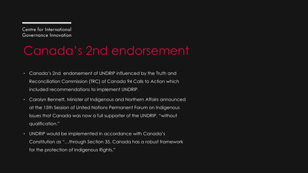 canada s 2nd endorsement