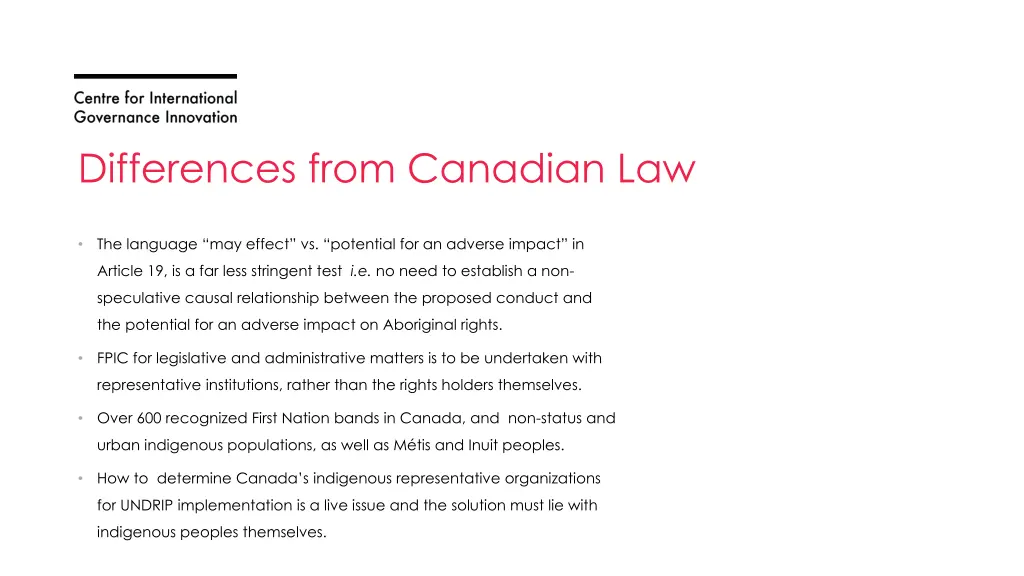 differences from canadian law