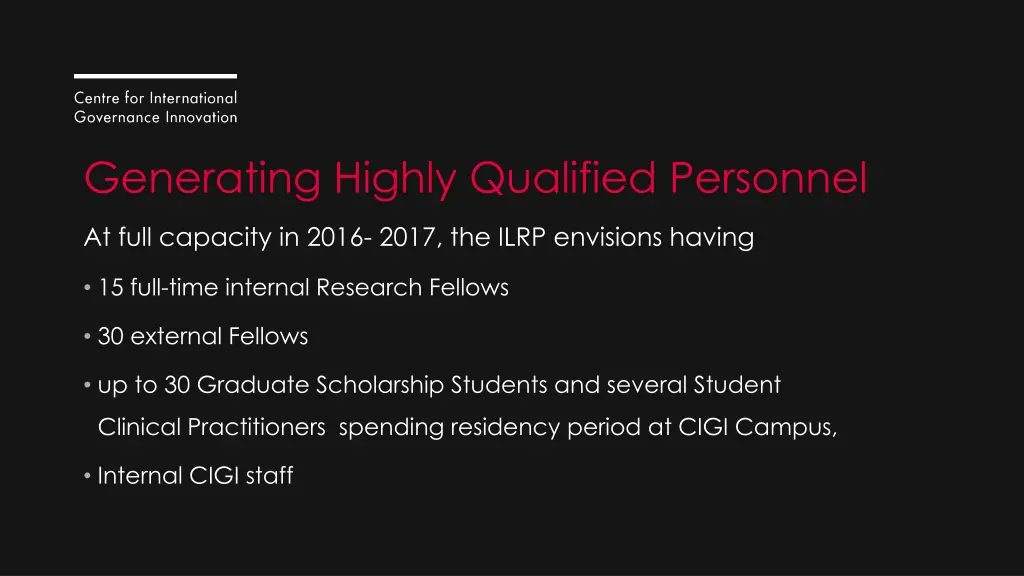 generating highly qualified personnel