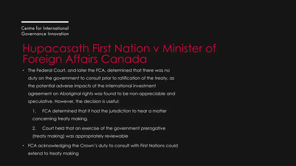 hupacasath first nation v minister of foreign 1