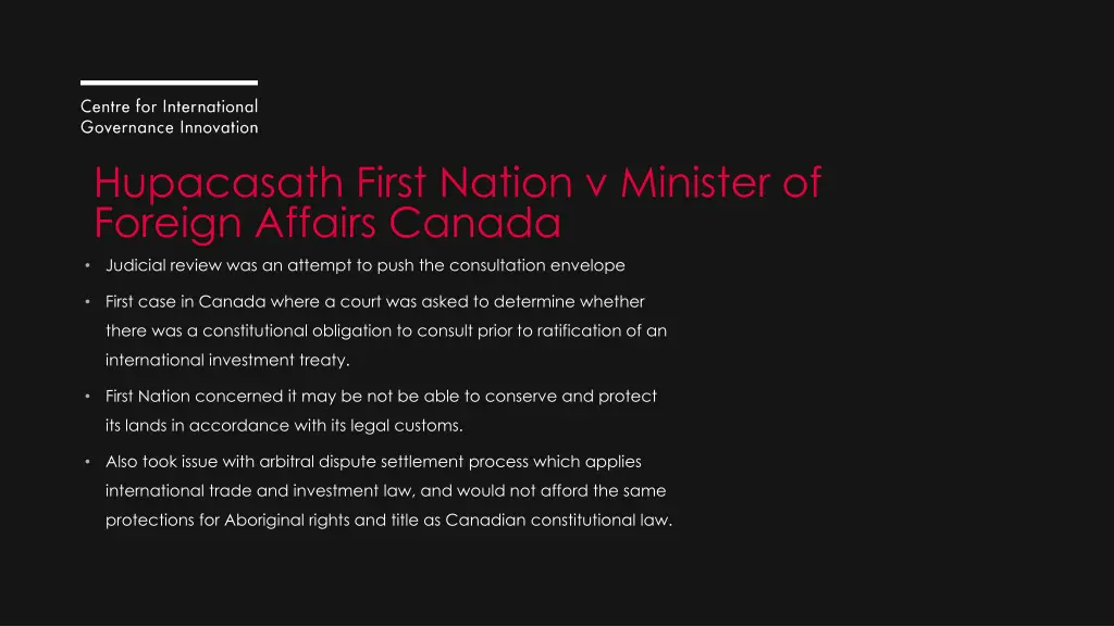 hupacasath first nation v minister of foreign