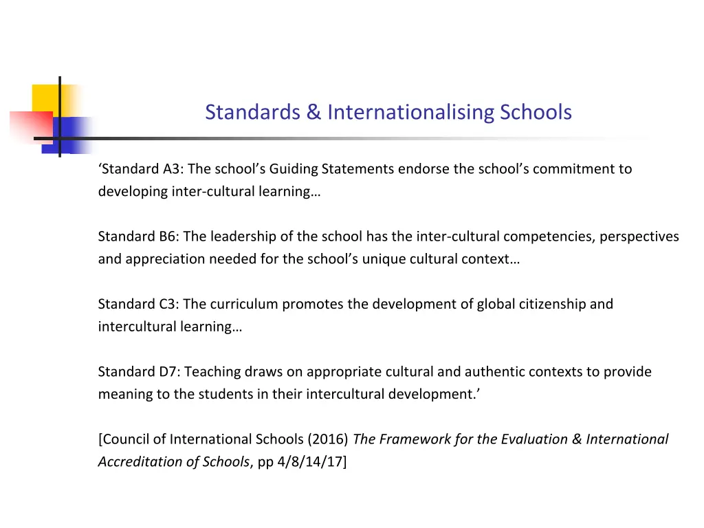 standards internationalising schools