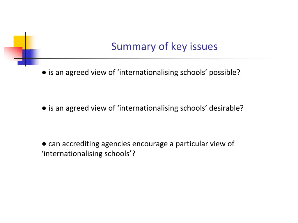 summary of key issues