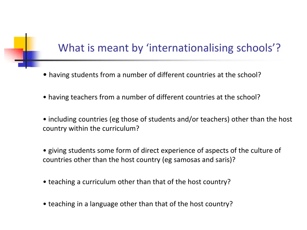 what is meant by internationalising schools