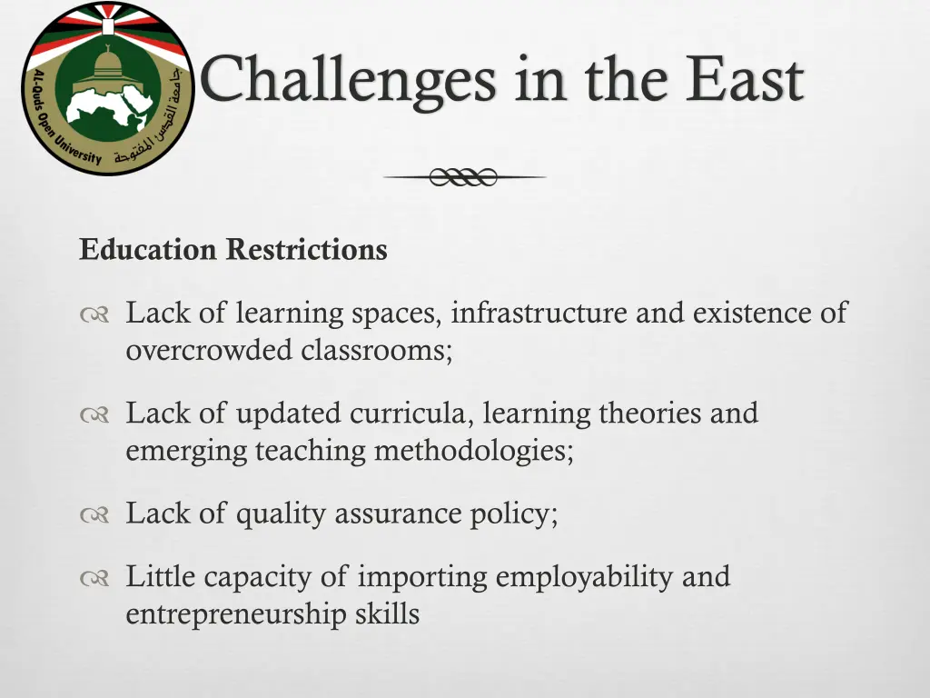 challenges in the east 1
