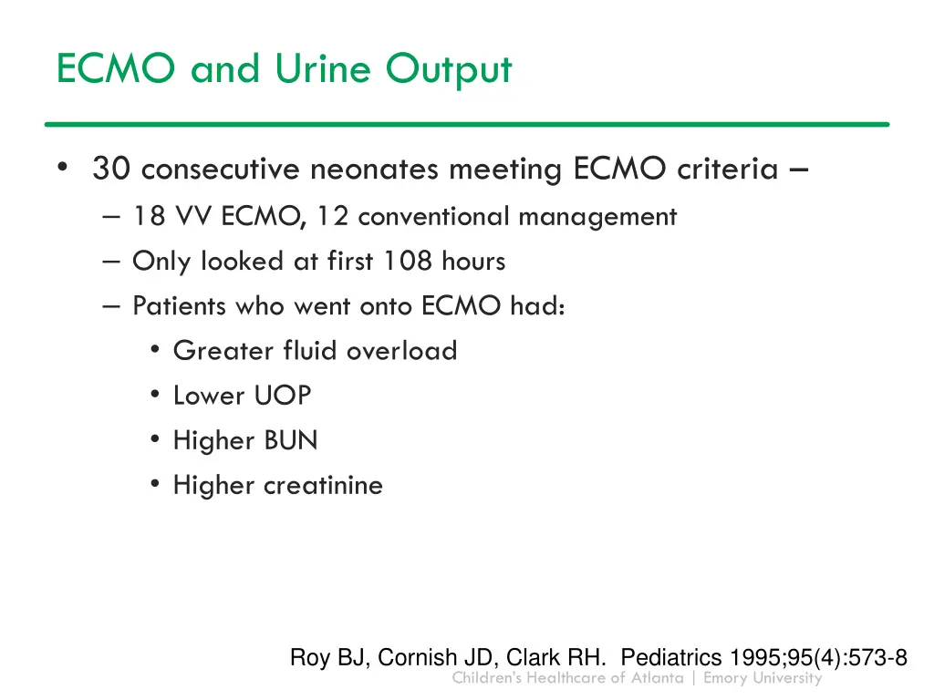 ecmo and urine output